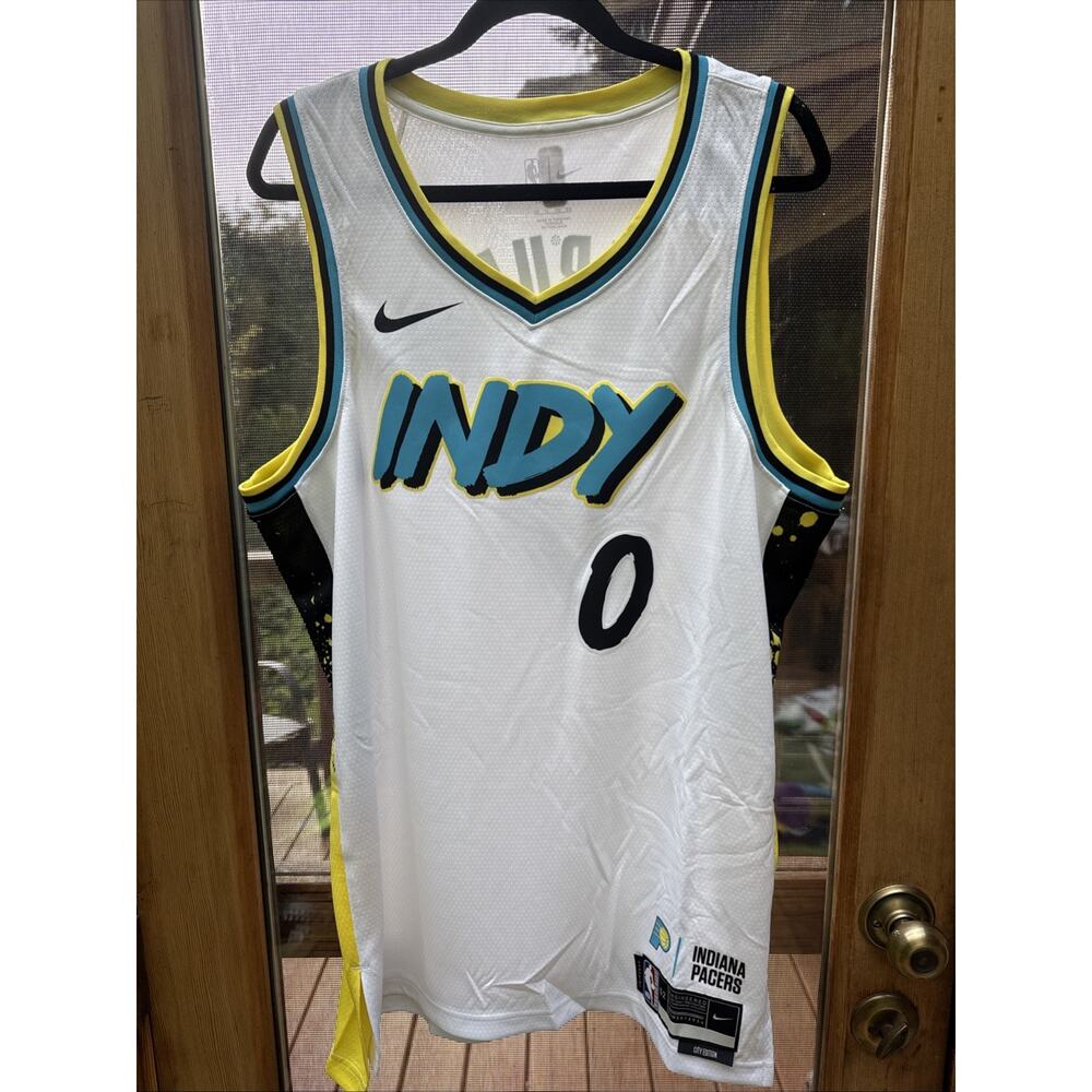 Tyrese Haliburton Pacers City Edition 2025 NBA Finals Nike Swingman Jersey XL